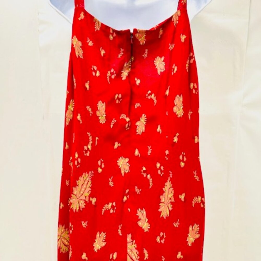 Preowned Eddie Bower casual dress, sheer polyester burgendy red floral Straps 18 - Picture 8 of 8
